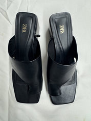ZARA leather black mule EU41