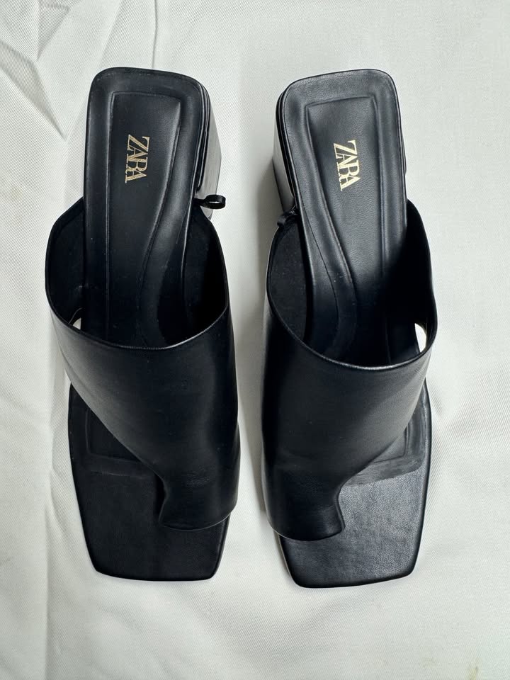 ZARA leather black mule EU41