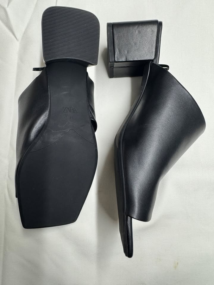 ZARA leather black mule EU41