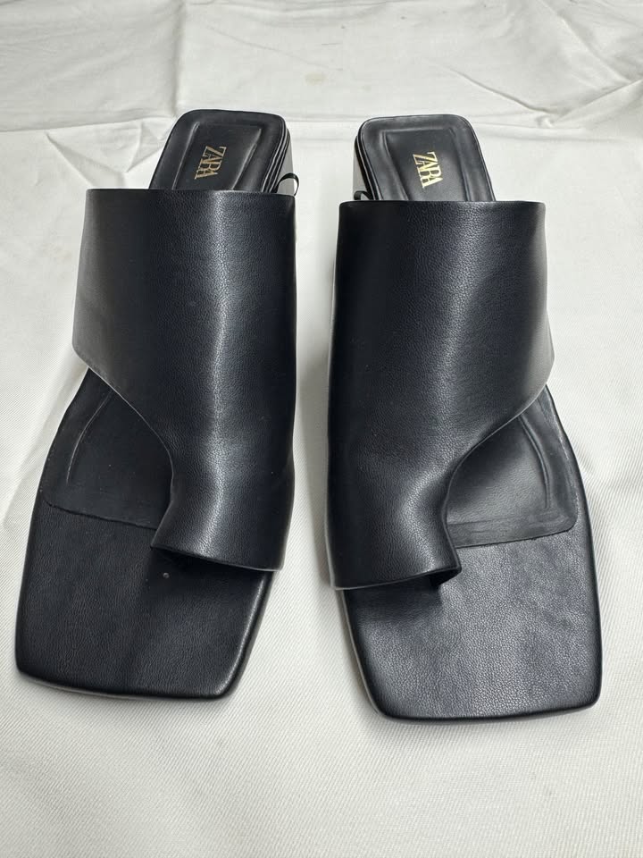 ZARA leather black mule EU41